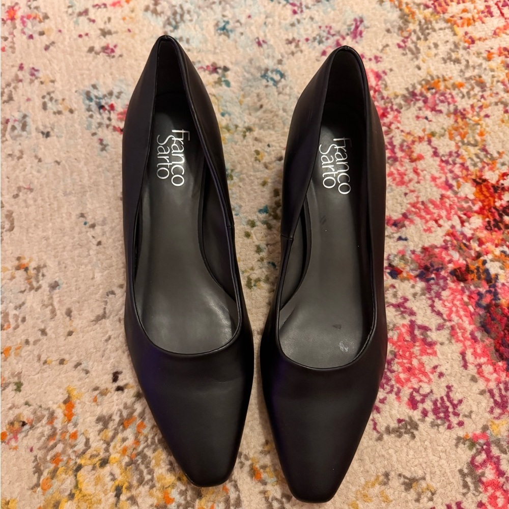 NWOB Franco Sarto Racer Block Heel Pump Black Size 7.f - Picture 5 of 5
